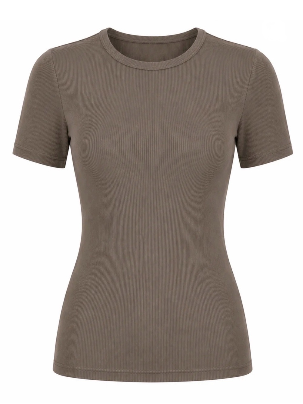 Aleeza Paris luxury butter soft ribbed modal Crewneck Tee - Olive army green
